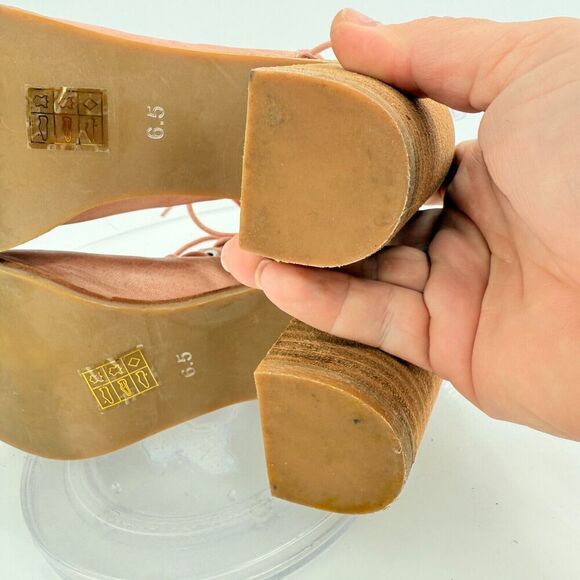 Jeffrey Campbell X Free People Gladiator Sandal Pink Leather Lace Up Boho Sz 6.5 - Picture 12 of 14